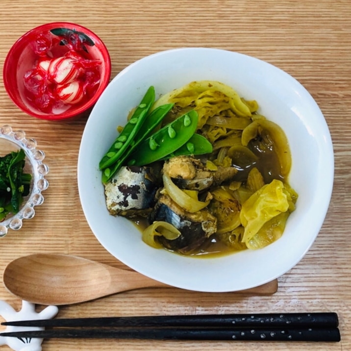 【糖質制限】サバ缶とキャベツのカレー煮